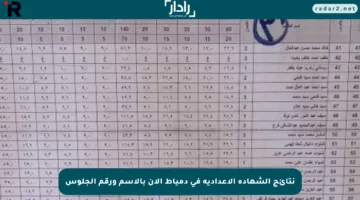 نتائج الشهادة الإعدادية في دمياط الآن بالاسم ورقم الجلوس